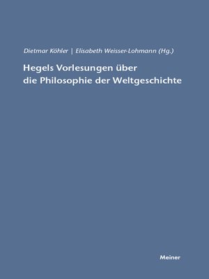 cover image of Hegels Vorlesungen über die Philosophie der Weltgeschichte